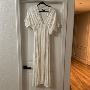 Lulu's Cream Maxi Dress with Subtle Stripes